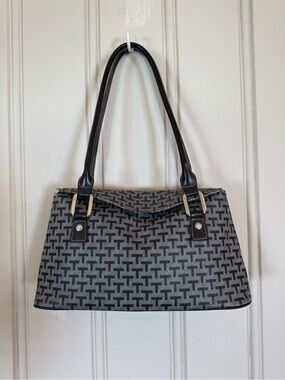 Classic Tommy Hilfiger vintage Black Gray All Over Pattern Shoulder Bag